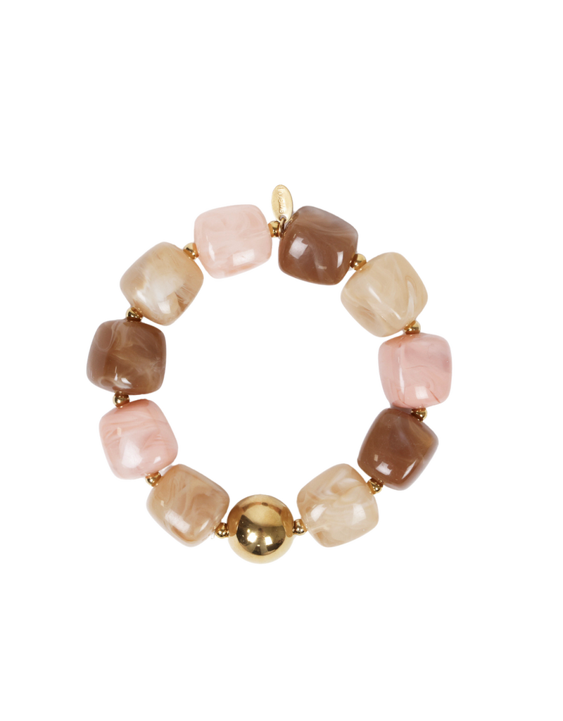21Jewelz Statement armband met gouden details en kraal - bruin/roze