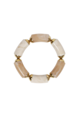 21Jewelz Statement armband van lange kralen met gouden details - marmer ecru/taupe