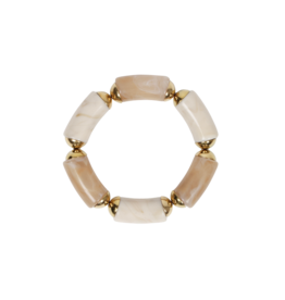 21Jewelz Statement armband van lange kralen met gouden details - marmer ecru/taupe