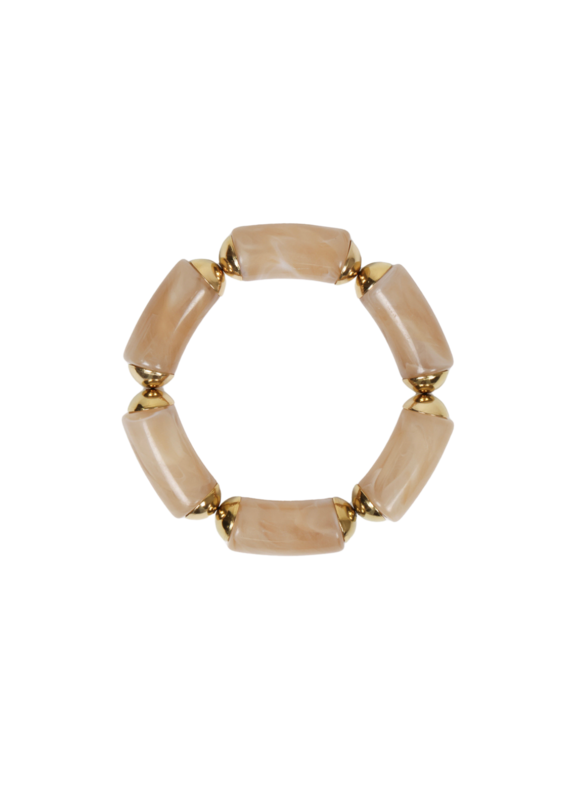 21Jewelz Statement armband van lange kralen met gouden details - marmer taupe