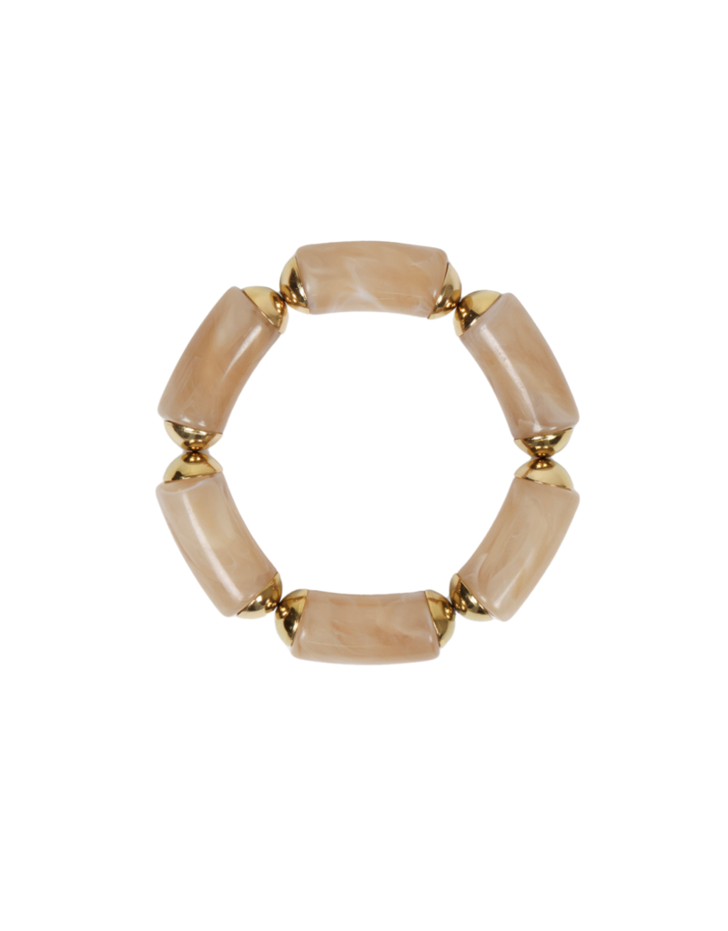 21Jewelz Statement armband van lange kralen met gouden details - marmer taupe