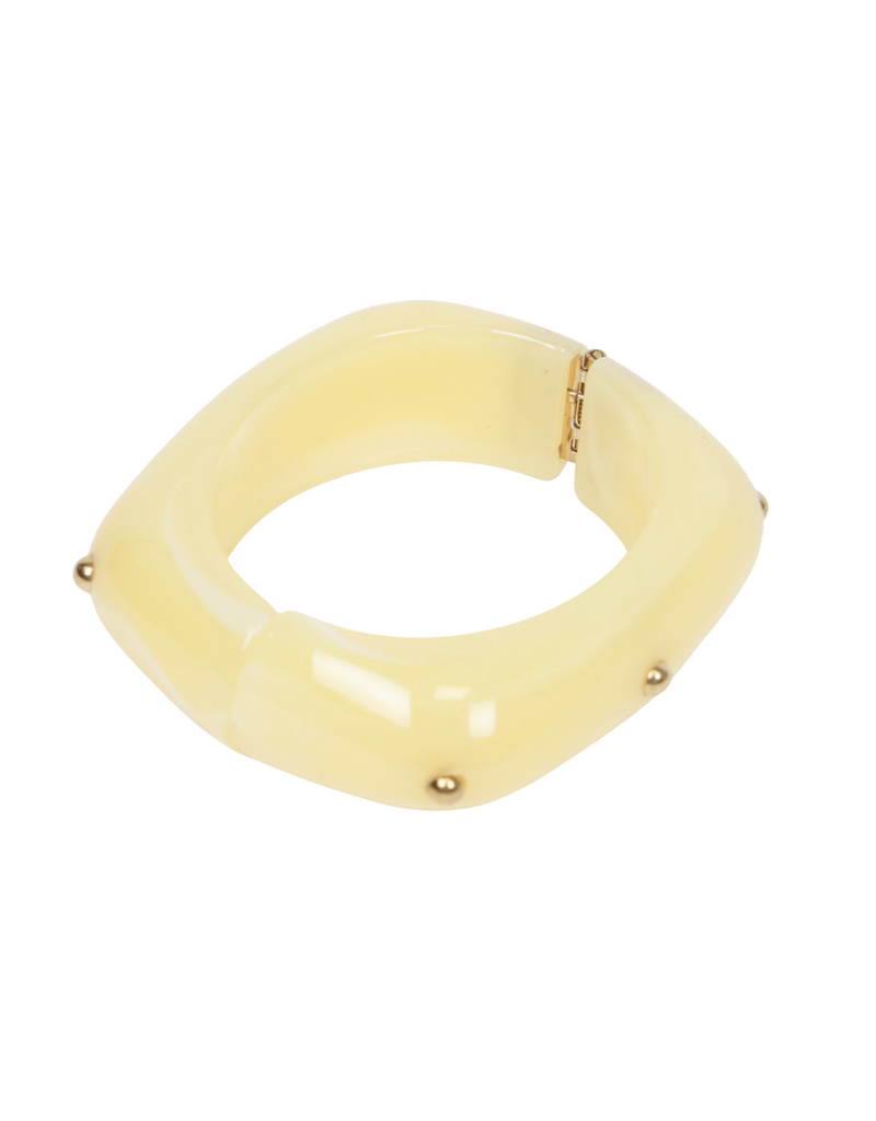 21Jewelz Vierkante statement bangle met gouden studs - geel