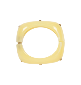 21Jewelz Vierkante statement bangle met gouden studs - geel