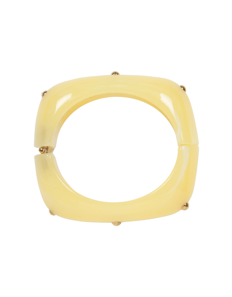 21Jewelz Vierkante statement bangle met gouden studs - geel