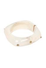 21Jewelz Vierkante statement bangle met gouden studs - marmer ecru