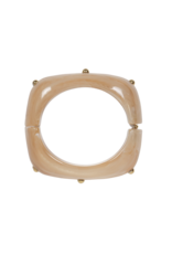 21Jewelz Vierkante statement bangle met gouden studs - taupe