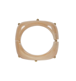 21Jewelz Vierkante statement bangle met gouden studs - taupe