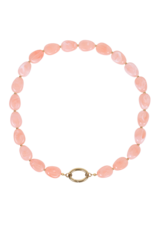 21Jewelz Ketting met kleine ovale kralen & goud detail - marmer roze
