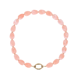 21Jewelz Ketting met kleine ovale kralen & goud detail - marmer roze