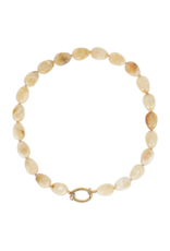 21Jewelz Ketting met kleine ovale kralen & goud detail - marmer beige