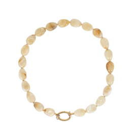 21Jewelz Ketting met kleine ovale kralen & goud detail - marmer beige