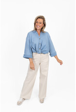 21Jewelz Cropped denim blouse met plooien