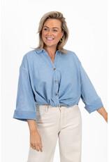 21Jewelz Cropped denim blouse met plooien