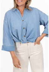 21Jewelz Cropped denim blouse met plooien