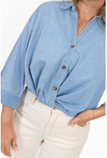 21Jewelz Cropped denim blouse met plooien