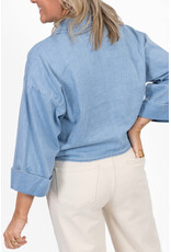 21Jewelz Cropped denim blouse met plooien