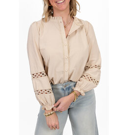 21Jewelz Blouse met opengewerkte mouwen - beige