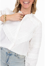 21Jewelz Effen blouse met strepen & embroidery - wit