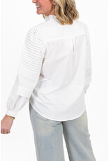 21Jewelz Effen blouse met strepen & embroidery - wit