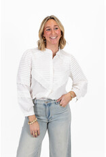 21Jewelz Effen blouse met strepen & embroidery - wit