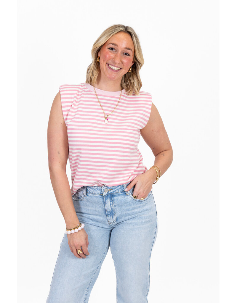 21Jewelz Mouwloze top met schoudervulling - beige/roze