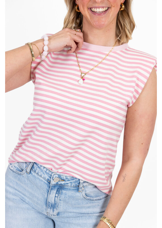 21Jewelz Mouwloze top met schoudervulling - beige/roze