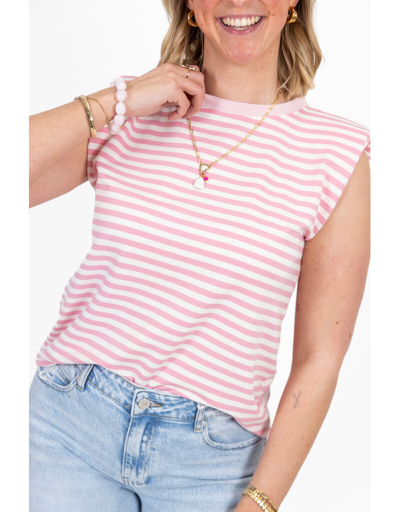 21Jewelz Mouwloze top met schoudervulling - beige/roze