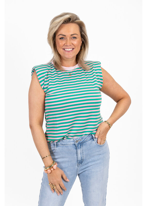 21Jewelz Mouwloze top met schoudervulling - groen/roze
