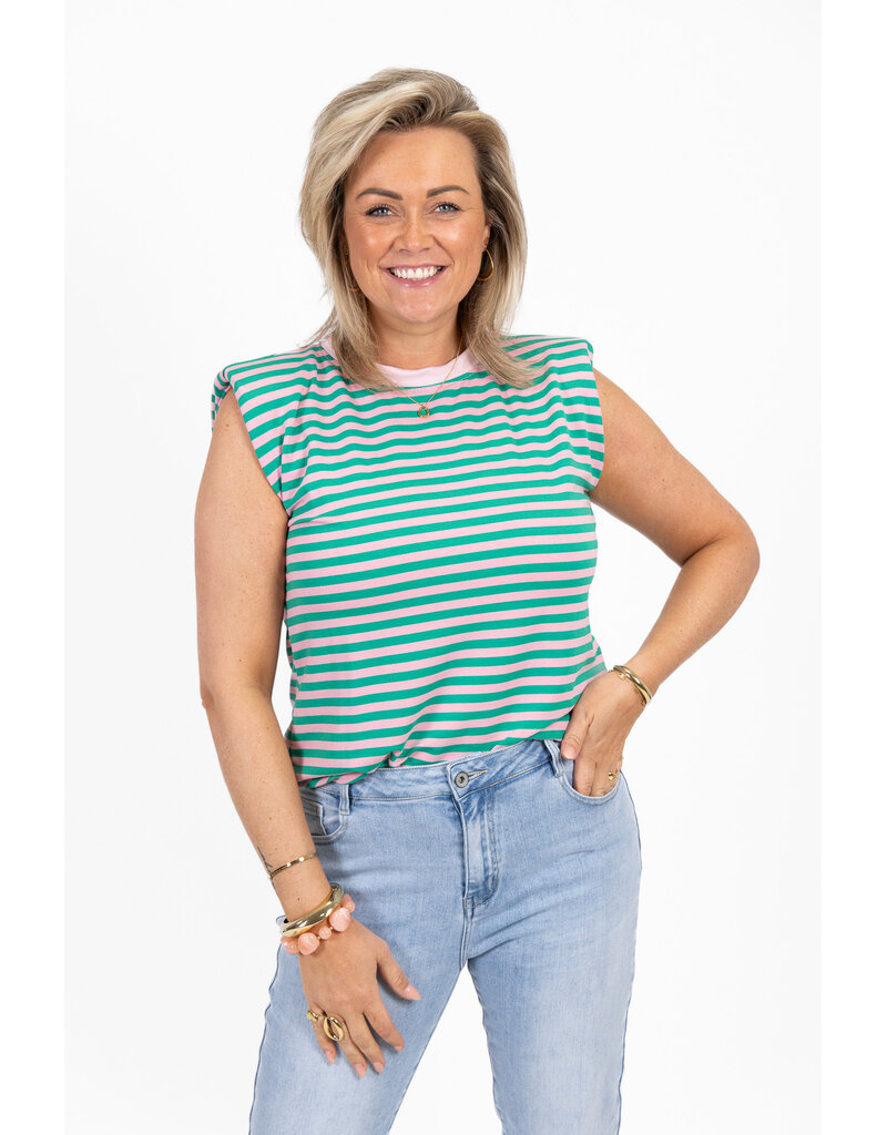 21Jewelz Mouwloze top met schoudervulling - groen/roze