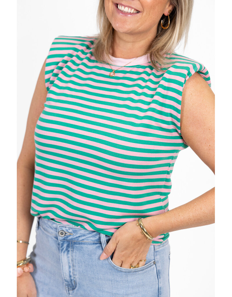 21Jewelz Mouwloze top met schoudervulling - groen/roze