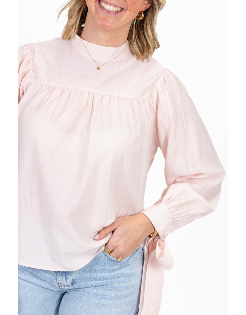 21Jewelz Effen blouse met strikjes - roze