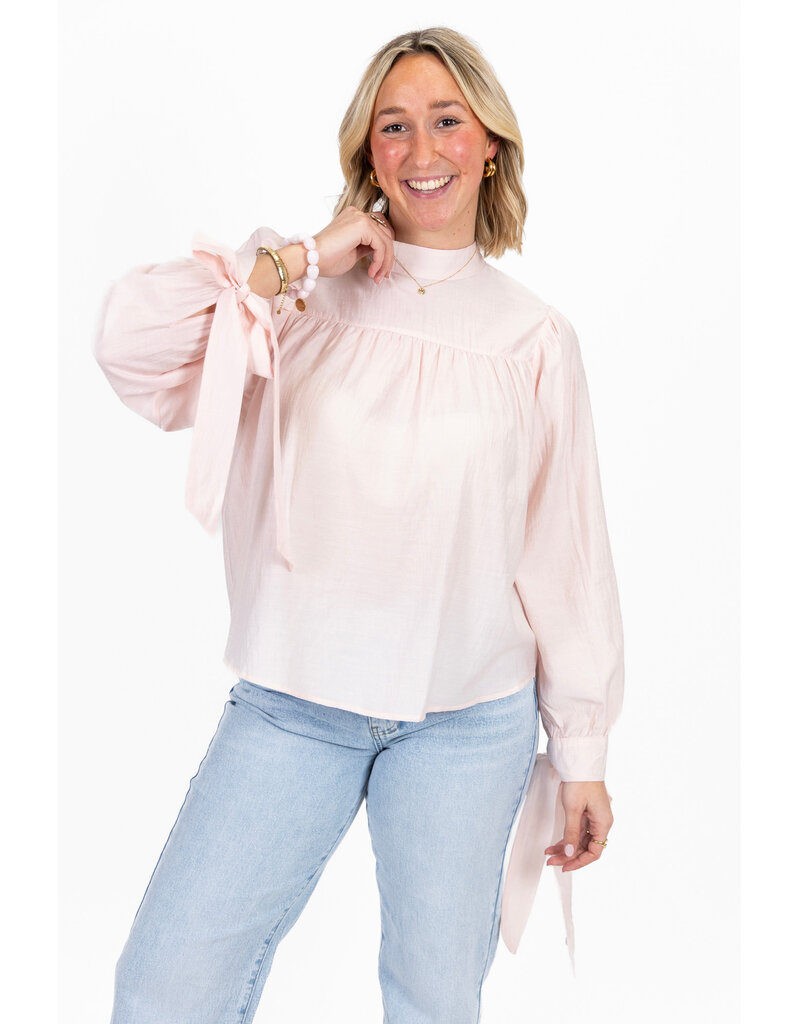 21Jewelz Effen blouse met strikjes - roze