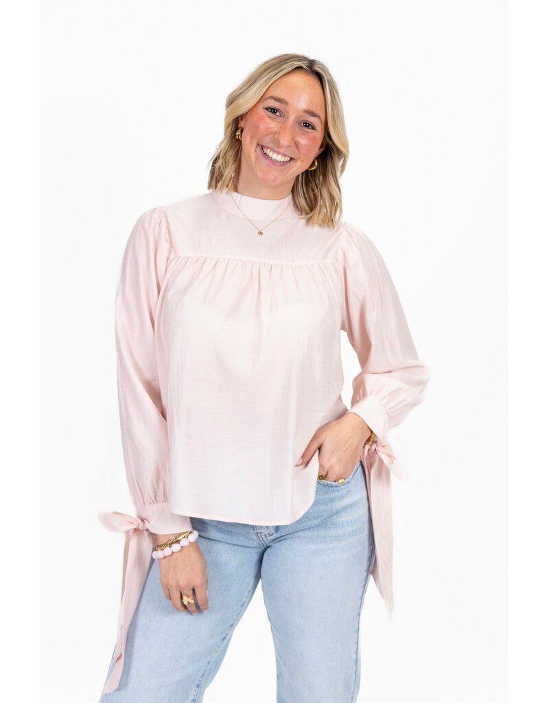21Jewelz Effen blouse met strikjes - roze