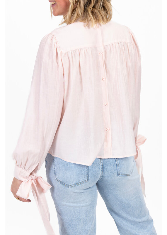 21Jewelz Effen blouse met strikjes - roze