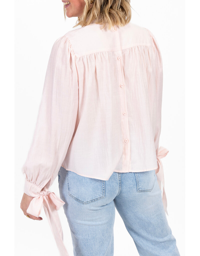 21Jewelz Effen blouse met strikjes - roze