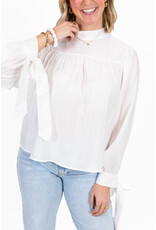 21Jewelz Effen blouse met strikjes - wit