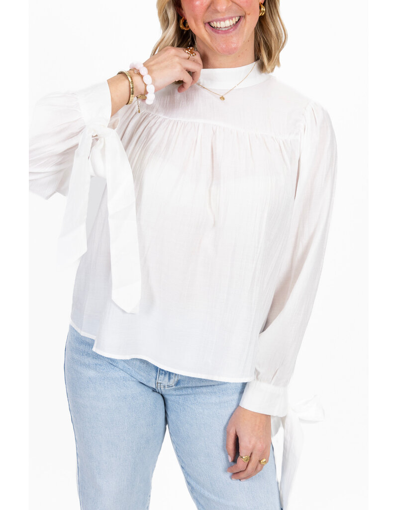 21Jewelz Effen blouse met strikjes - wit
