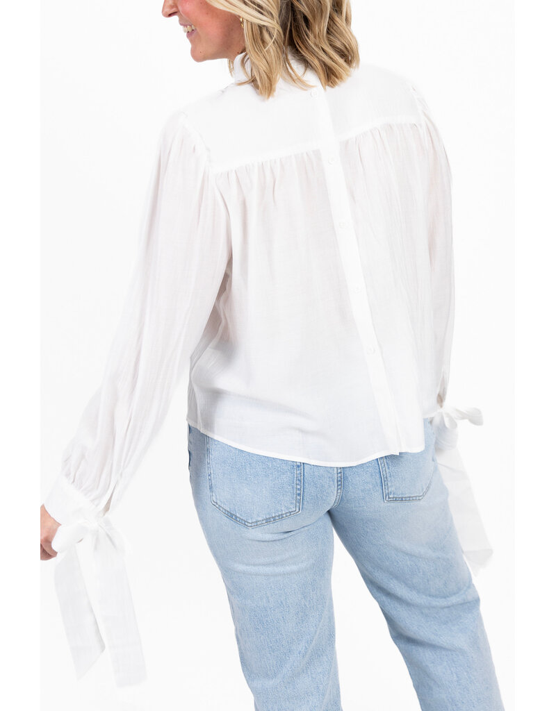 21Jewelz Effen blouse met strikjes - wit