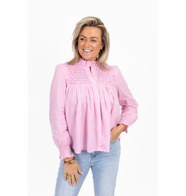 21Jewelz Gestreepte blouse met gehaakt detail - roze/wit