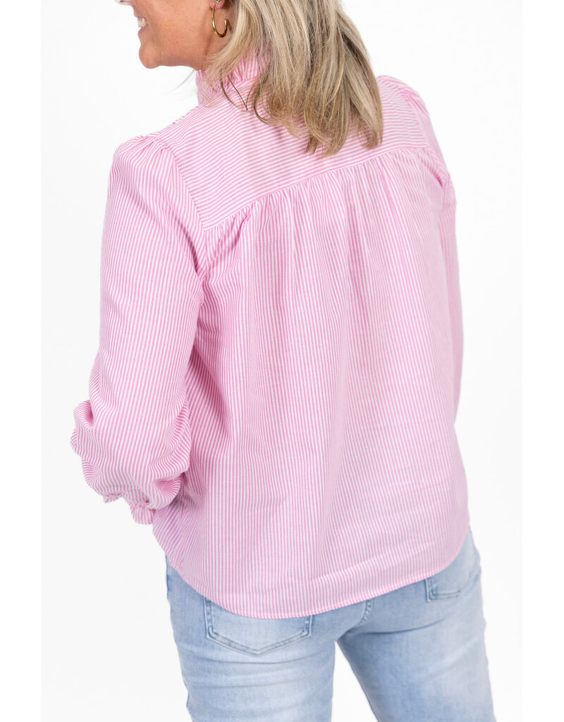 21Jewelz Gestreepte blouse met gehaakt detail - roze/wit