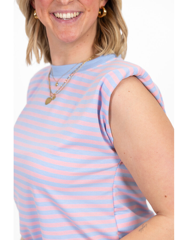 21Jewelz Mouwloze top met schoudervulling - blauw/roze