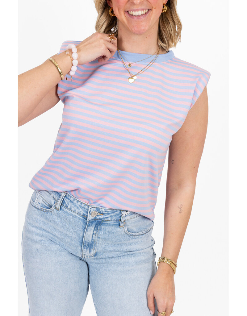 21Jewelz Mouwloze top met schoudervulling - blauw/roze