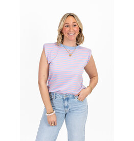 21Jewelz Mouwloze top met schoudervulling - blauw/roze