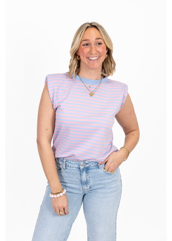 21Jewelz Mouwloze top met schoudervulling - blauw/roze