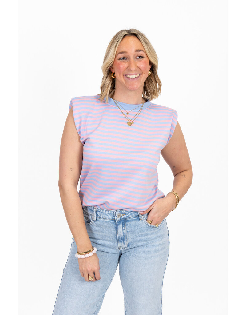 21Jewelz Mouwloze top met schoudervulling - blauw/roze