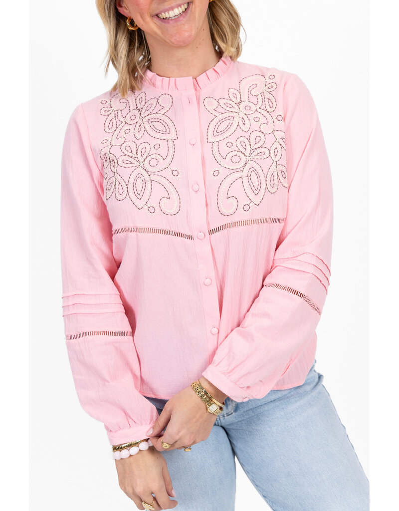 21Jewelz Blouse met contour borduursel - roze