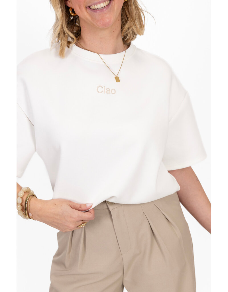 21Jewelz Boxy shirt met tekst "Ciao" - wit