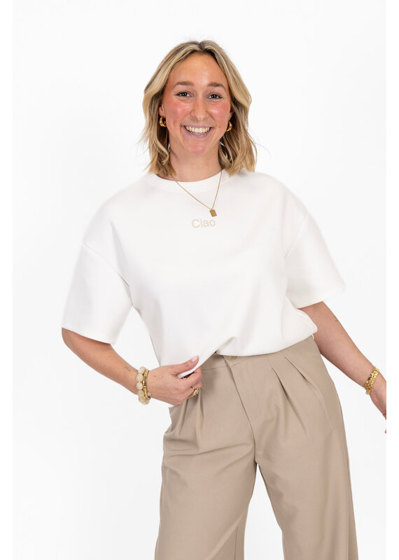 21Jewelz Boxy shirt met tekst "Ciao" - wit
