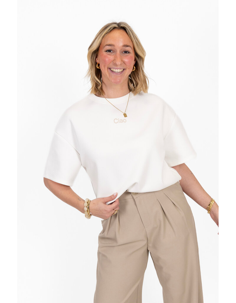 21Jewelz Boxy shirt met tekst "Ciao" - wit