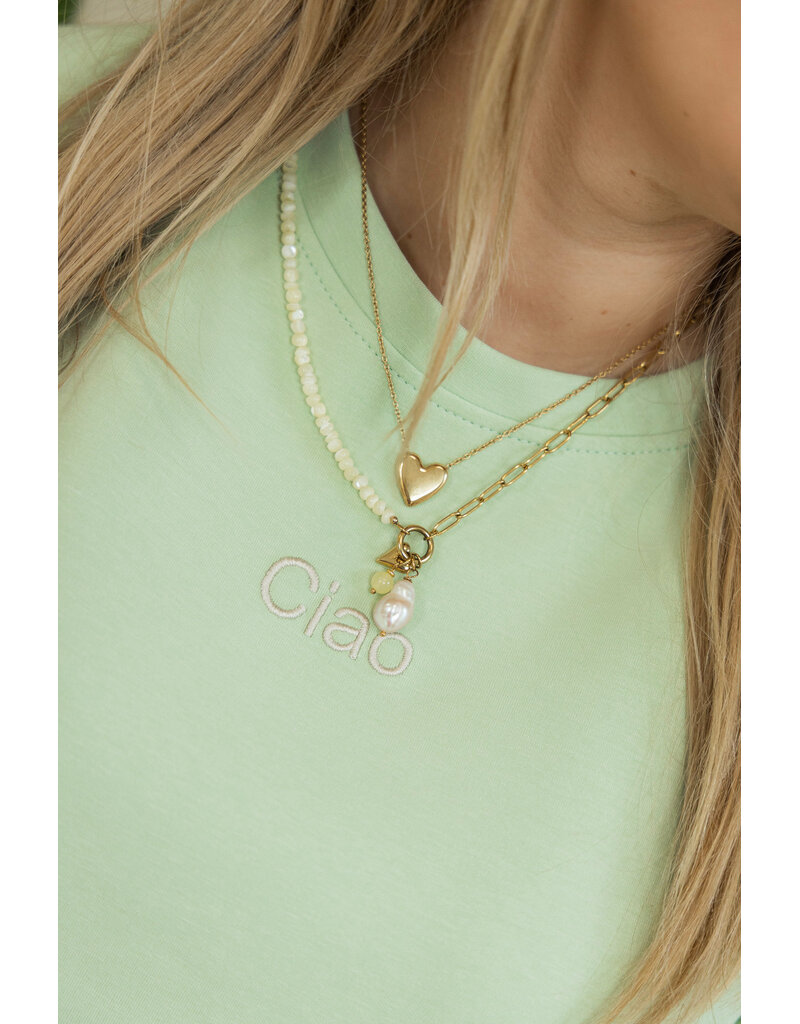 21Jewelz Boxy shirt met tekst "Ciao" - lichtgroen